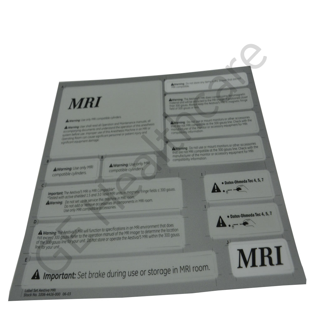 CONJUNTO DE ETIQUETAS PARA AESTIVA MRI CONJUNTO DE ETIQUETAS PARA AESTIVA MRI