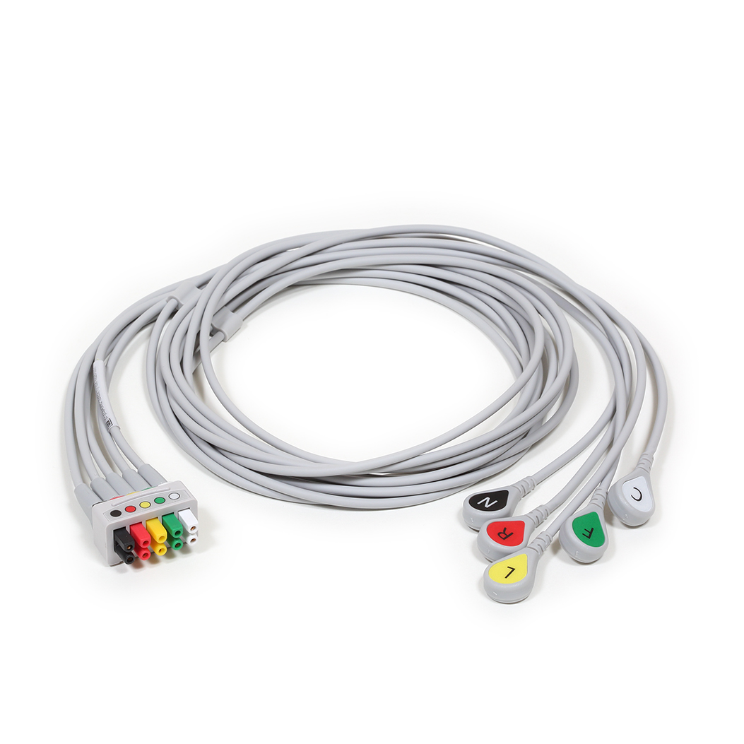 Set de derivaciones ECG, 5 derivaciones, a presión, IEC, 130 cm/51 pulg Set de derivaciones ECG, 5 derivaciones, a presión, IEC, 130 cm/51 pulg