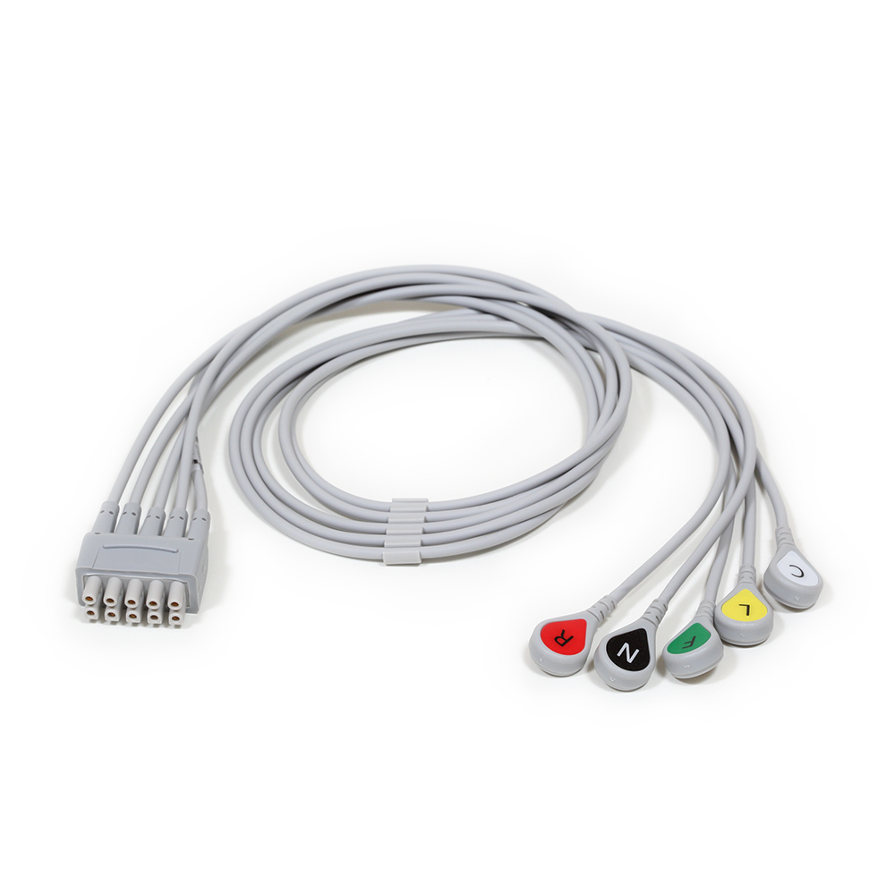 Conjunto de derivaciones de ECG, 5 vías, agrupado, encajar, IEC, 74 cm/29 pulg. Conjunto de derivaciones de ECG, 5 vías, agrupado, encajar, IEC, 74 cm/29 pulg.