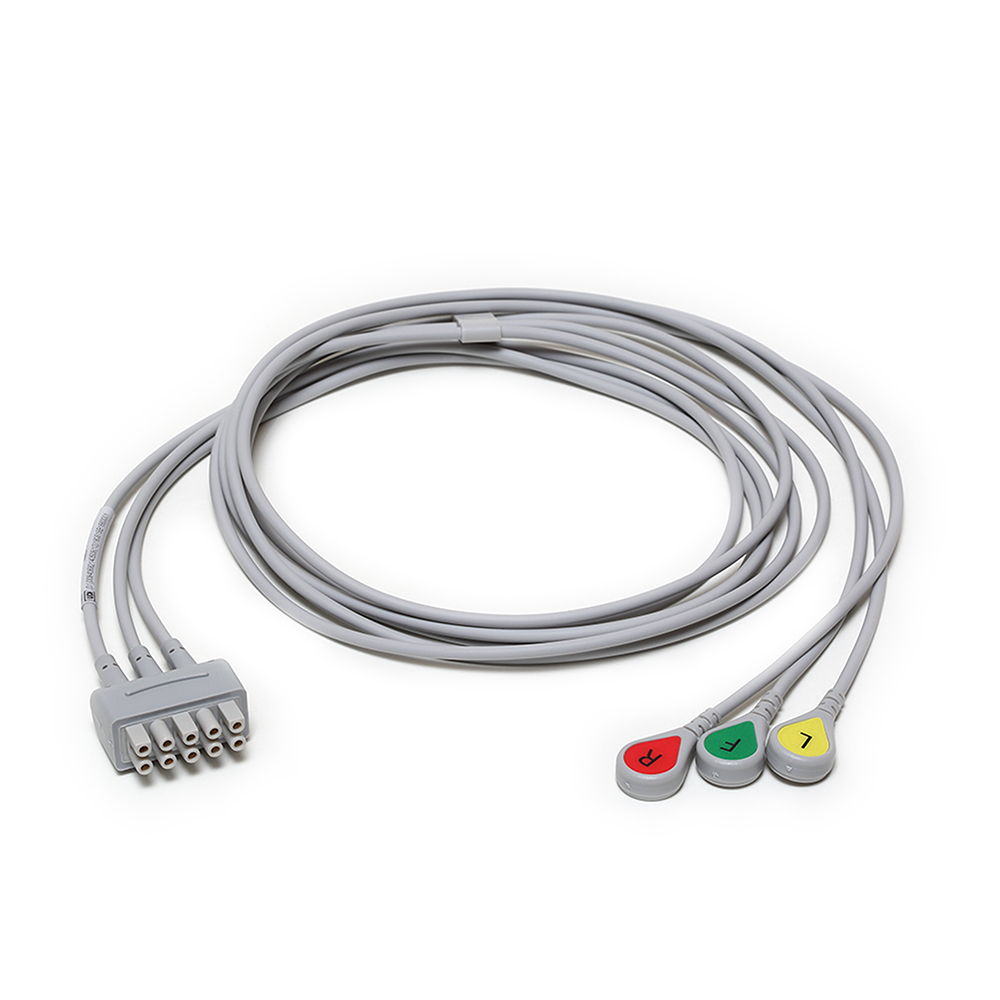 CONJUNTO DE DERIVACIONES DE ECG, 3 VÍAS, AGRUPADOS, ENCAJAR, AHA, 130 CM/51 PULG. CONJUNTO DE DERIVACIONES DE ECG, 3 VÍAS, AGRUPADOS, ENCAJAR, AHA, 130 CM/51 PULG.