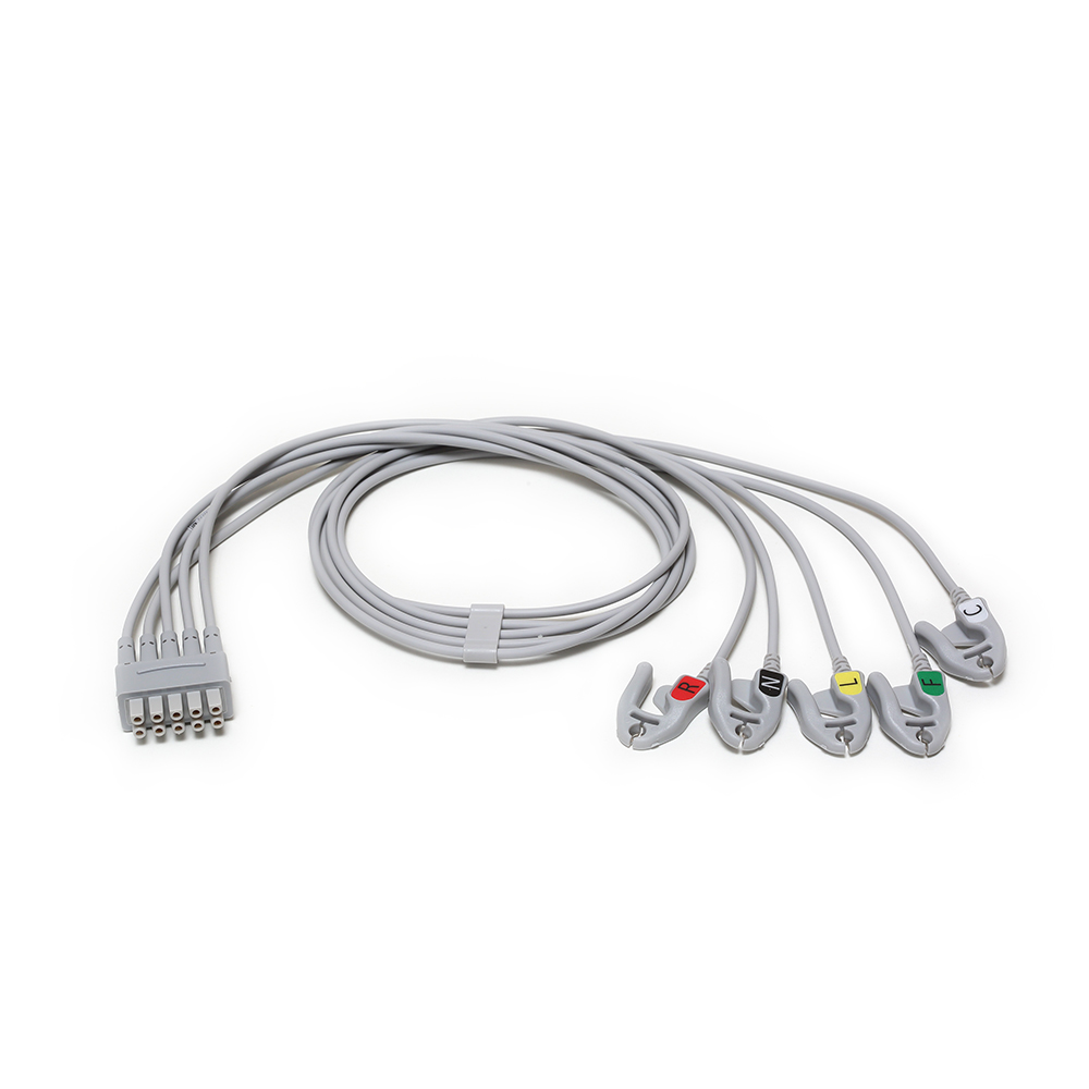 ECG LEADWIRE SET, 5-LD GROUPED, GRABBER, IEC, 74 CM/ 29 IN