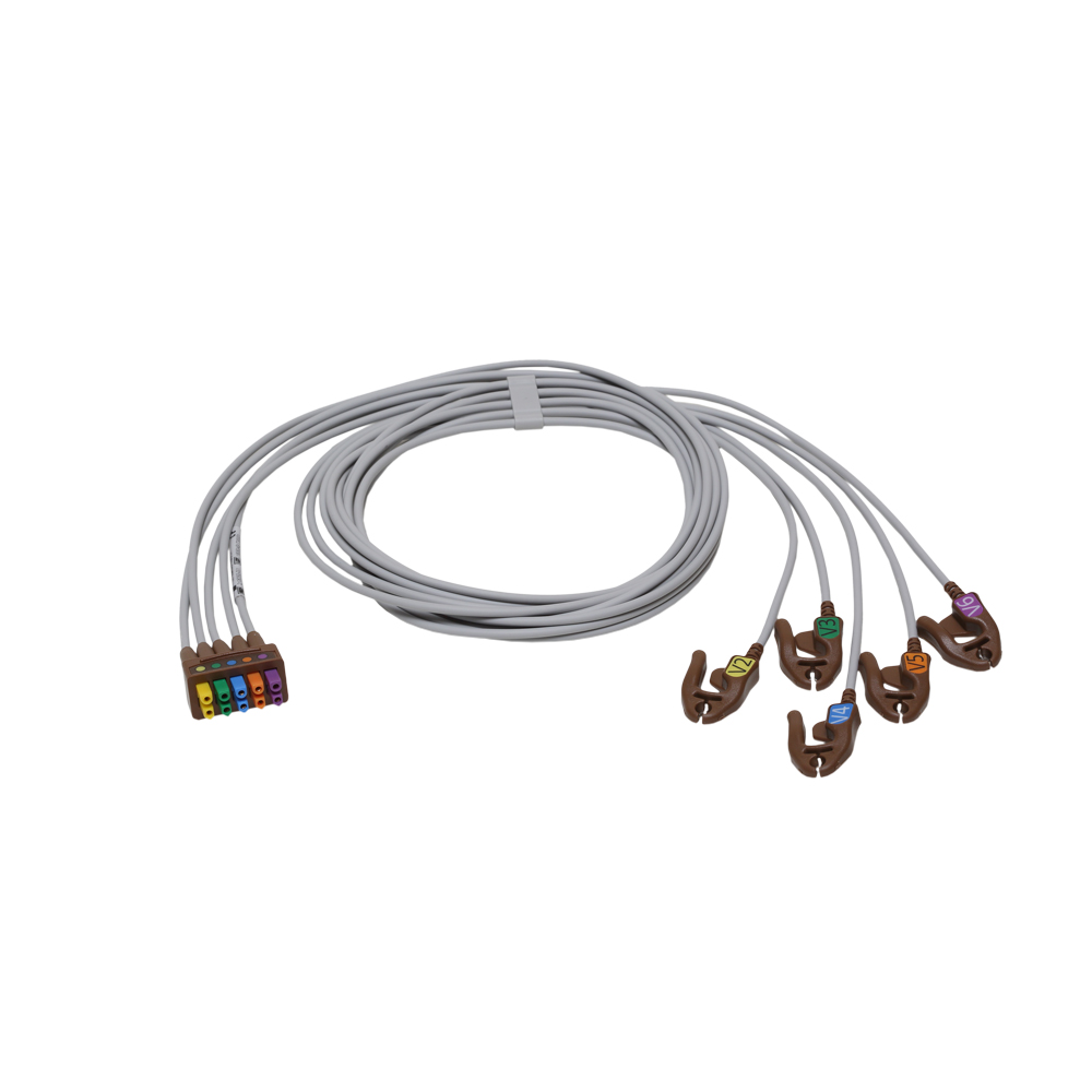 ECG Leadwire set, 5-lead V2-6, grabber, AHA, 130 cm/51 in, 1/pack