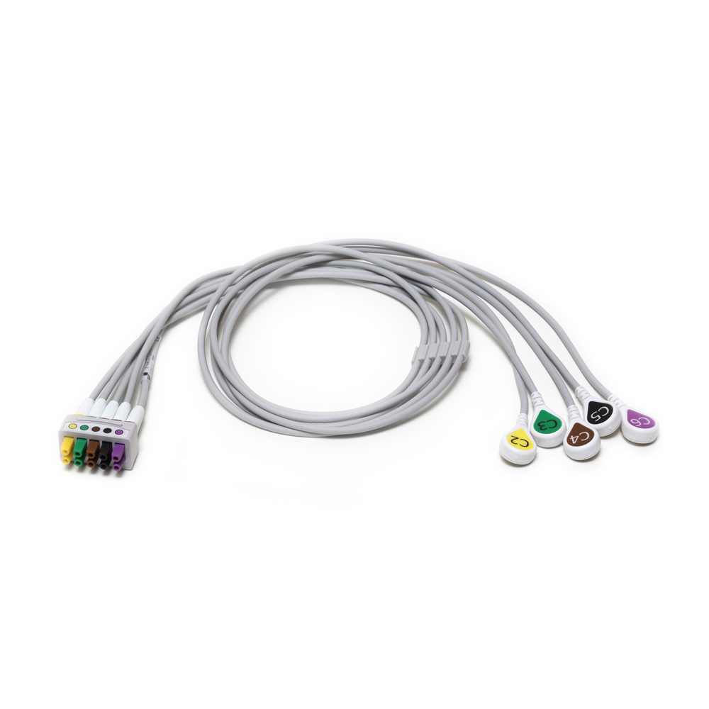 Conjunto de derivaciones de ECG, 5 vías C2-6, encajar, IEC, 130 cm/51 pulg. Conjunto de derivaciones de ECG, 5 vías C2-6, encajar, IEC, 130 cm/51 pulg.