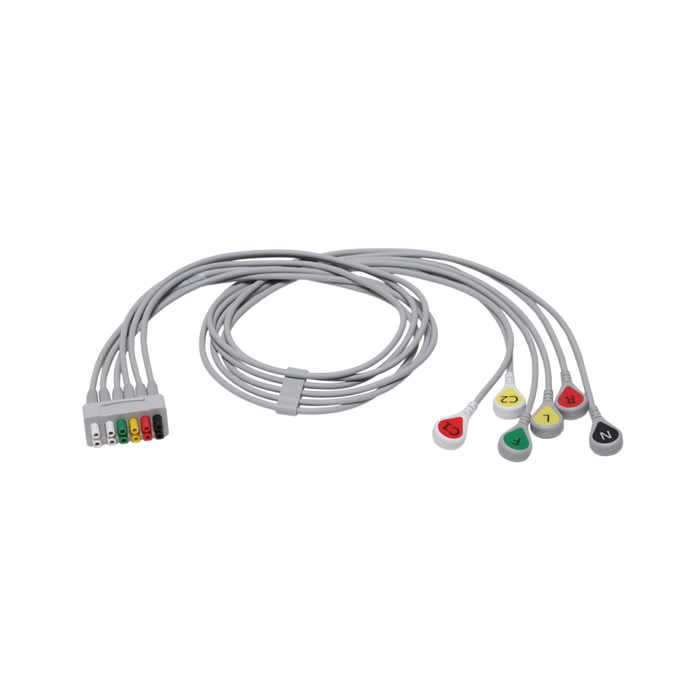 ECG Leadwire set, 6-lead, grouped, snap, IEC, 74 cm/ 29 in