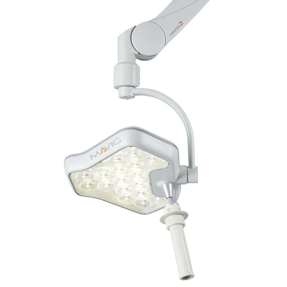 MAVIG Lamp YLED-1F with Portegra2 extension/spring arm 750/950 mm with 1 sterilizable handle MAVIG Lamp YLED-1F with Portegra2 extension/spring arm 750/950 mm with 1 sterilizable handle